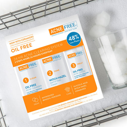 AcneFree acne clearing system three step regimen setup
