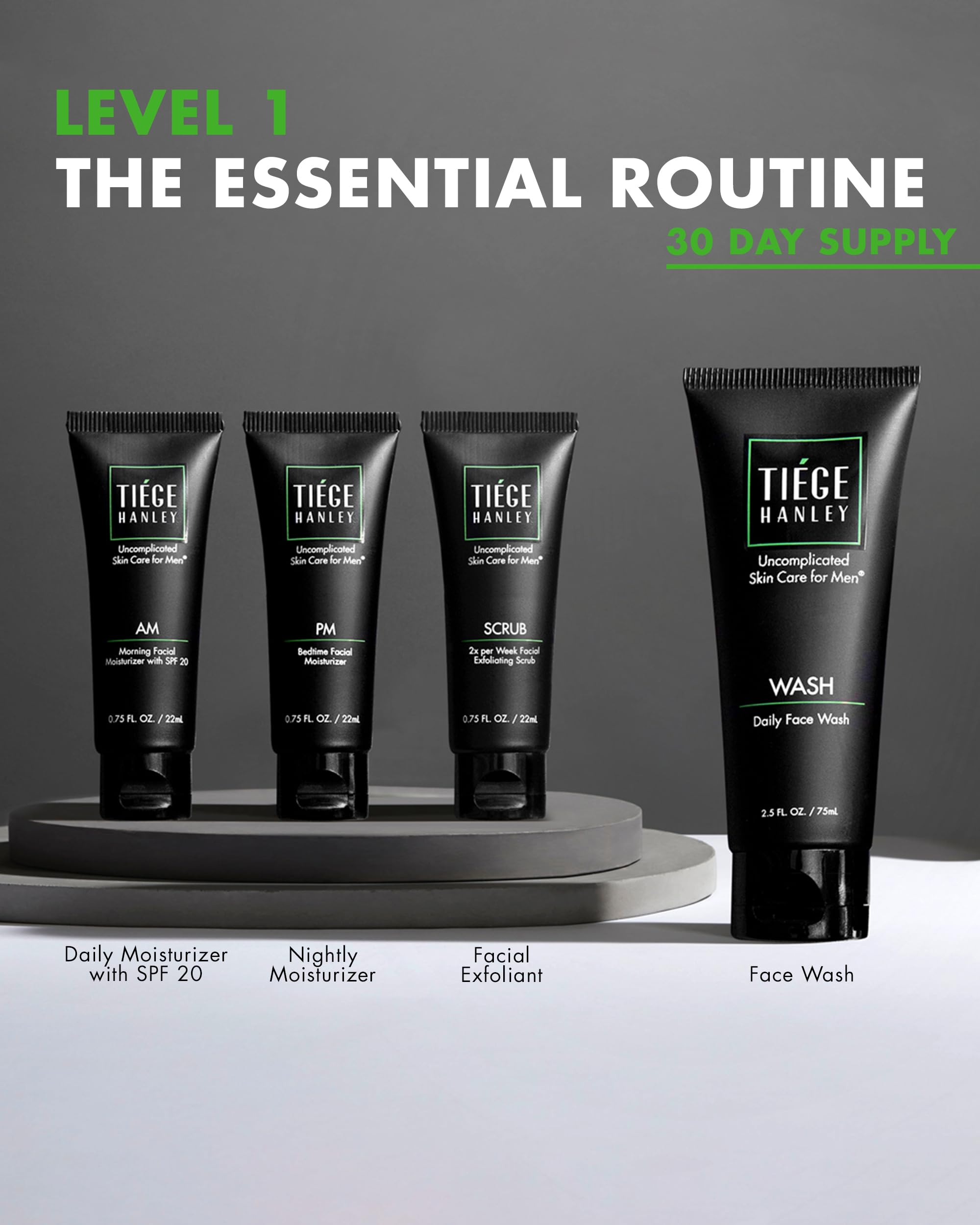 Tiege Hanley morning moisturizer with SPF twenty and bedtime night cream tubes