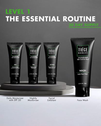 Tiege Hanley morning moisturizer with SPF twenty and bedtime night cream tubes