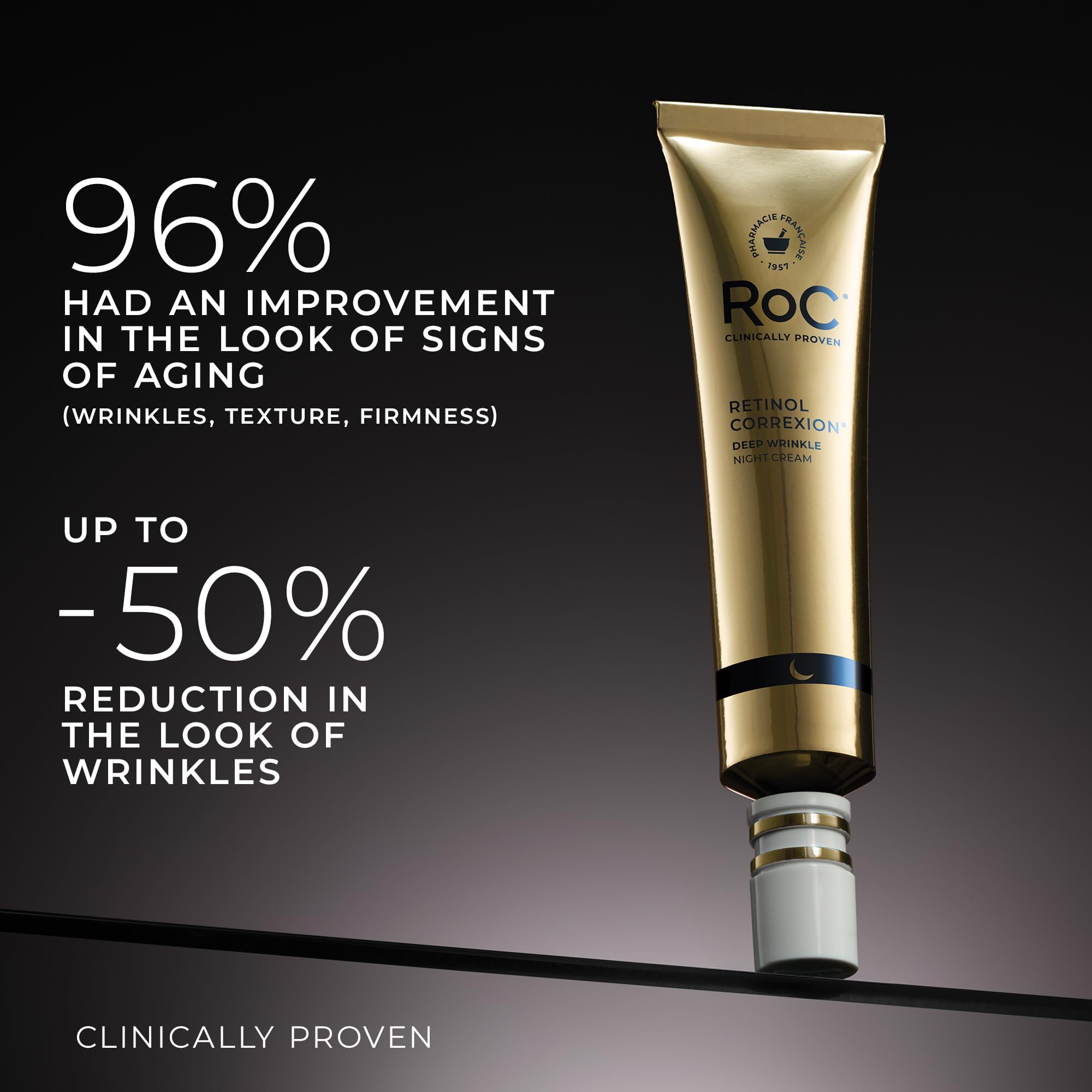 Close-up of the opening nozzle of the RoC deep wrinkle anti-aging treatment tube showing precise product dispensing