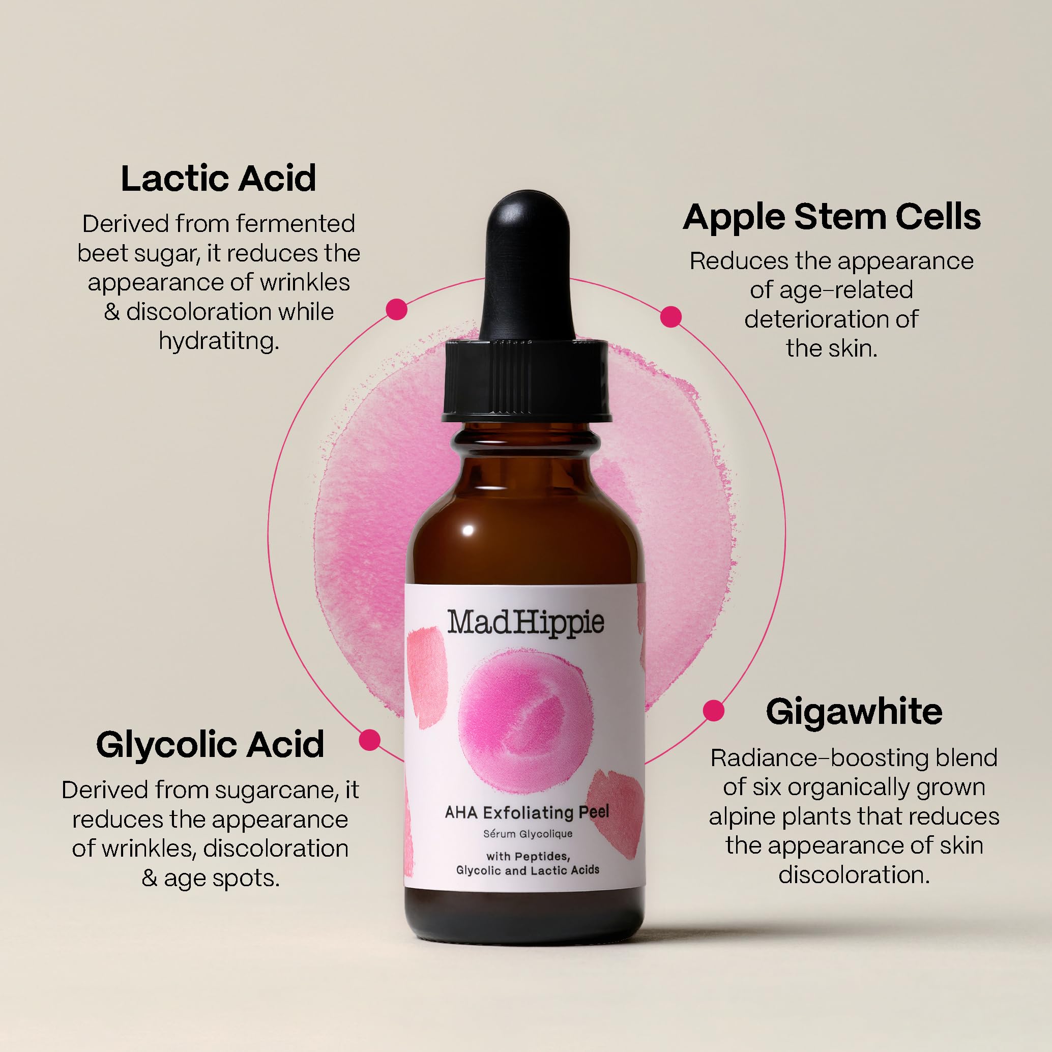 Mad Hippie premium USA imported skincare exfoliating peel box and dropper setup