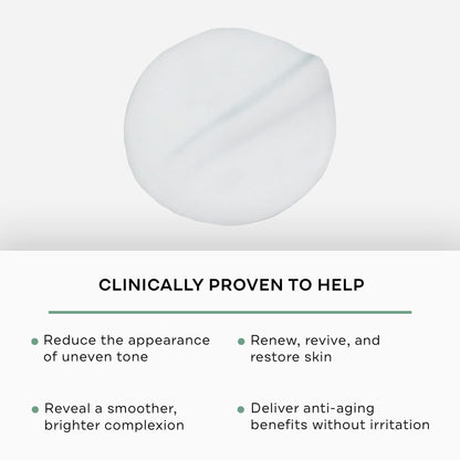 Replenix 20 percent glycolic acid facial peeling pads open container showing pre-saturated textured cotton pads
