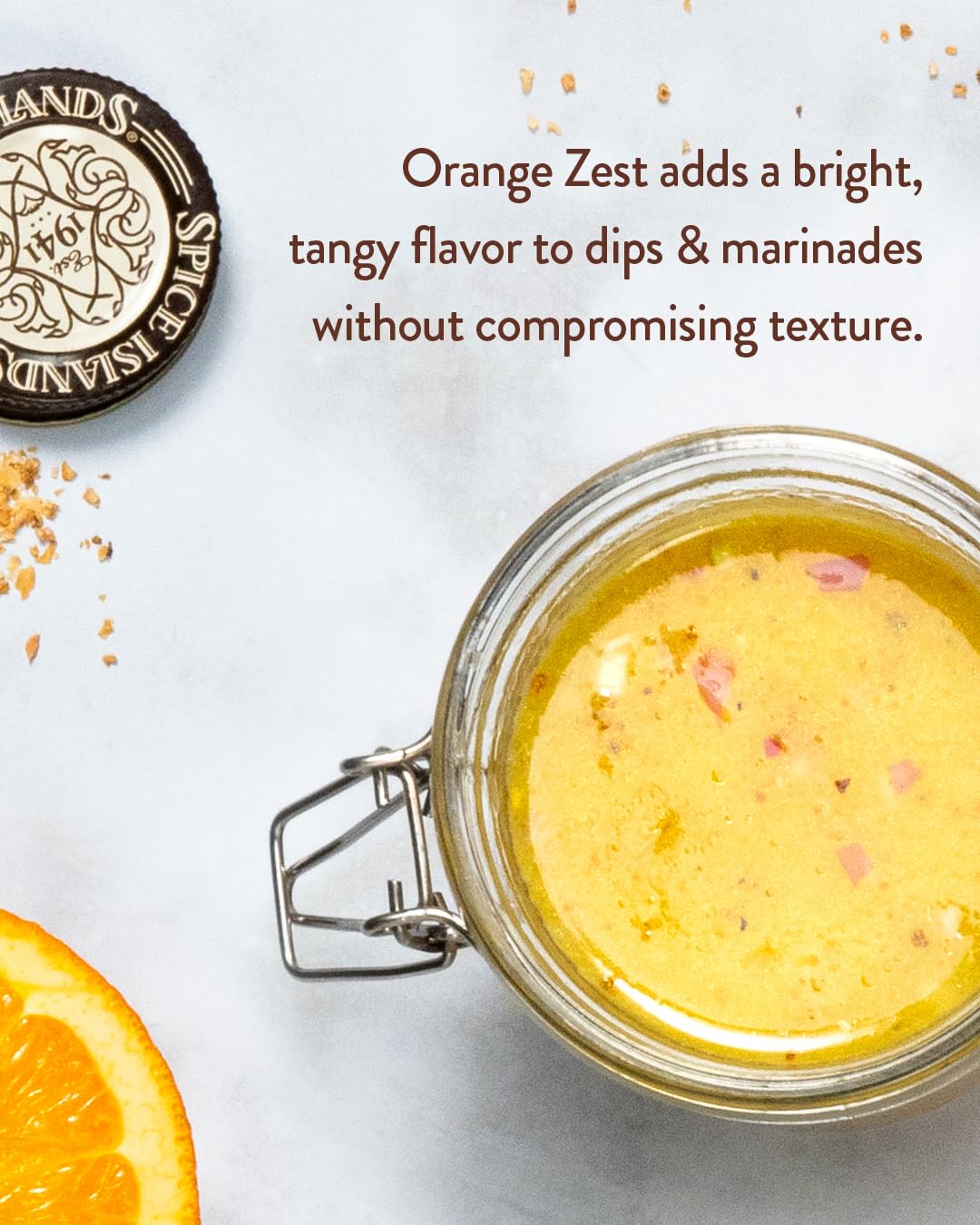 Spice Islands orange peel nutrition and usage instructions label view