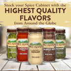 Spice Islands spice collection glass jar packaging on display