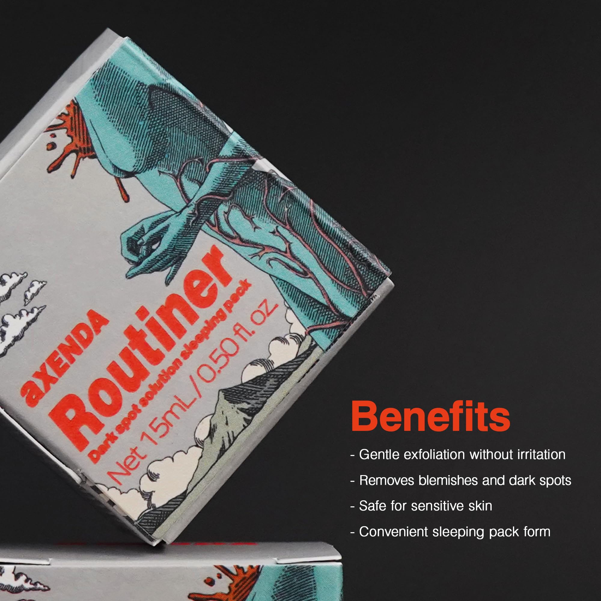 VQM AXENDA Routiner box packaging showcasing authentic global beauty imported product details.