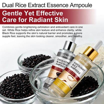 Lxitian glow rice peeling ampoule duo packaging detailing the niacinamide and rice extract ingredients.