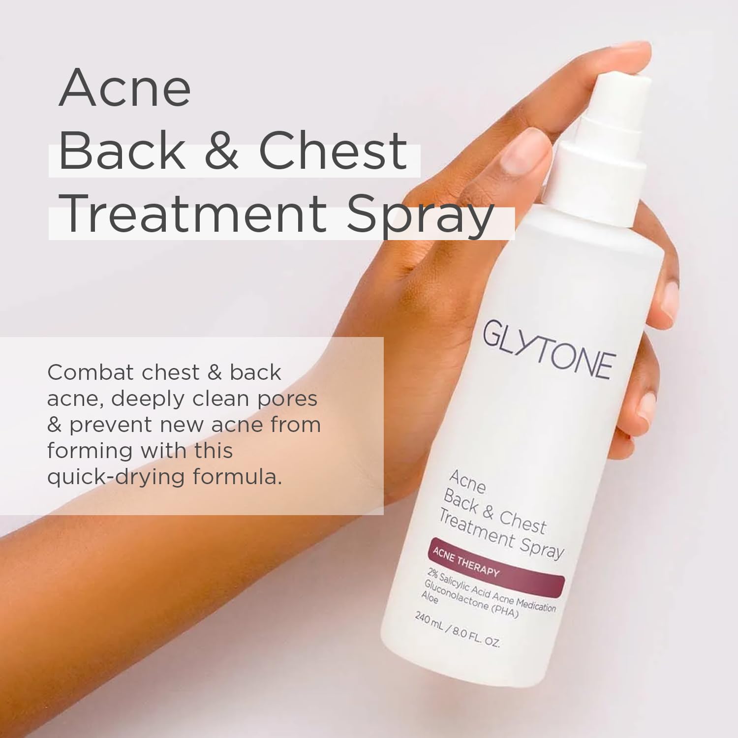 Glytone 2 percent BHA salicylic acid body spray upside down pump demonstration