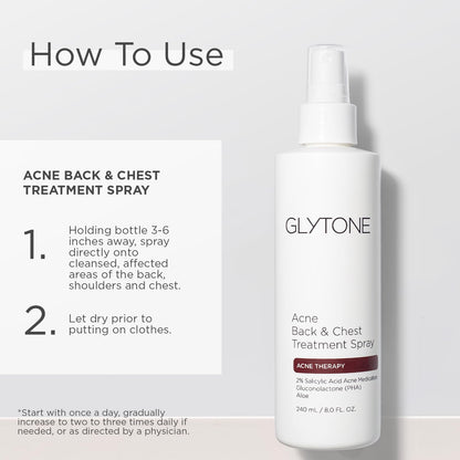 Glytone fragrance free quick dry acne spray for normal to oily skin