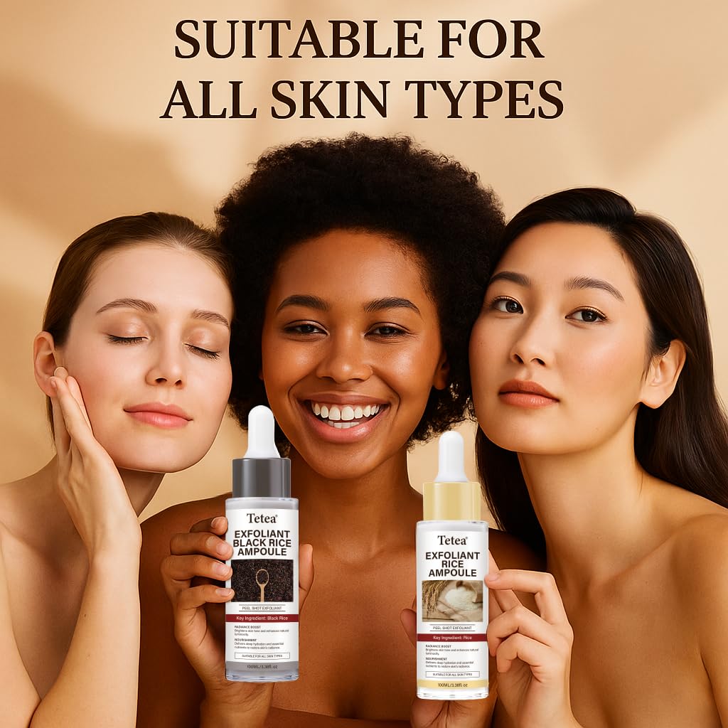 Black Rice Exfoliating Serum bottle highlighting the deep pore cleansing benefits