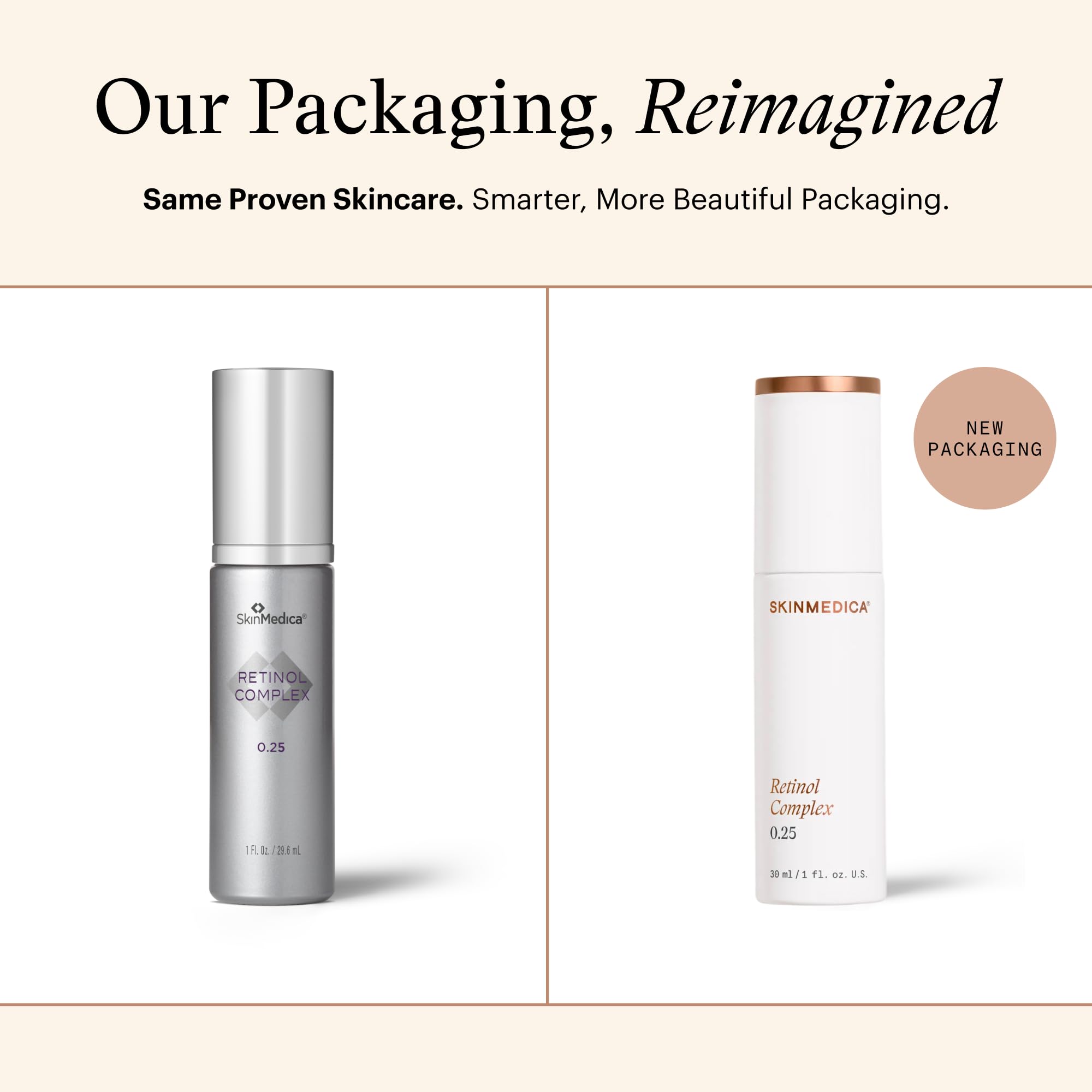 SkinMedica Retinol 0.25 Complex packaging box showing authentic physician grade ingredients