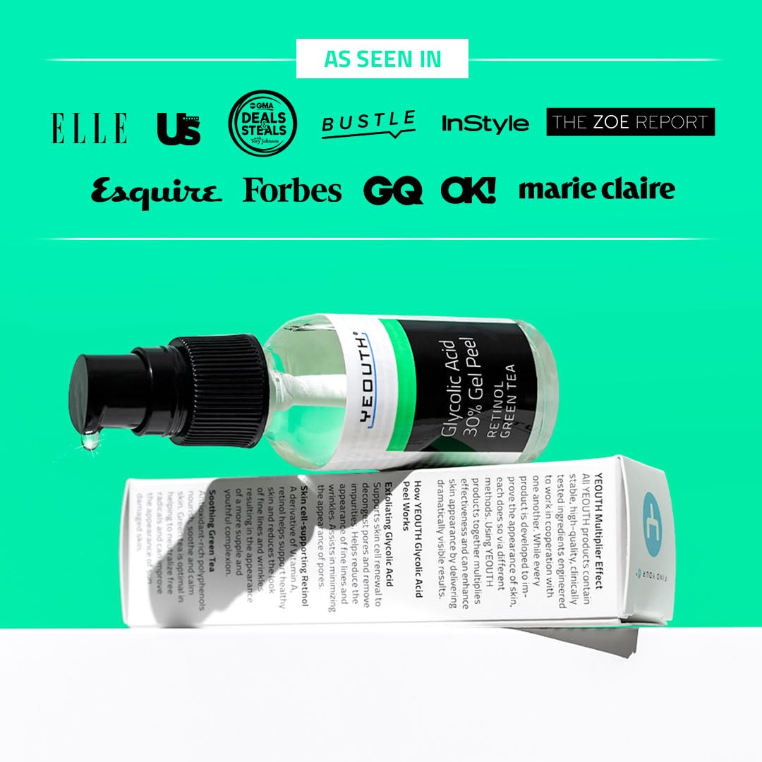 YEOUTH chemical face peel bottle showing thirty percent AHA formula details