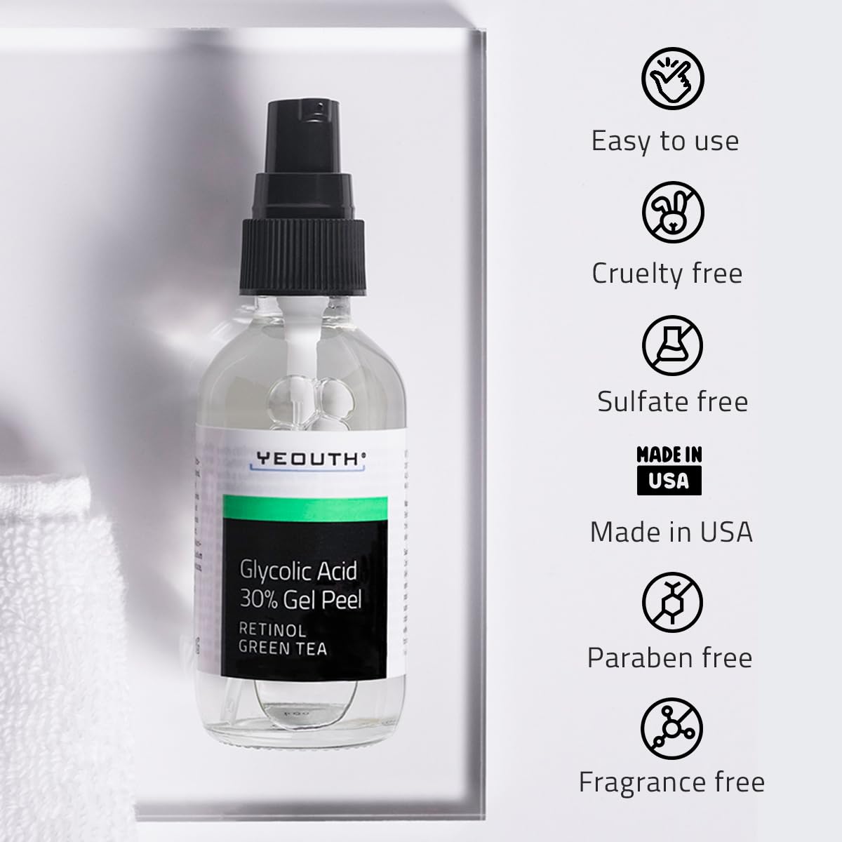 Complete packaging set of Yeouth glycolic acid peel one fluid ounce