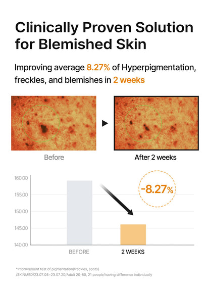 Celimax Pore and Dark Spot Brightening Pad packaging displaying the premium triple action brightening ingredients list.