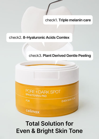 Top view of open Celimax container showing forty moisture rich exfoliating pads saturated in hyaluronic acid essence.