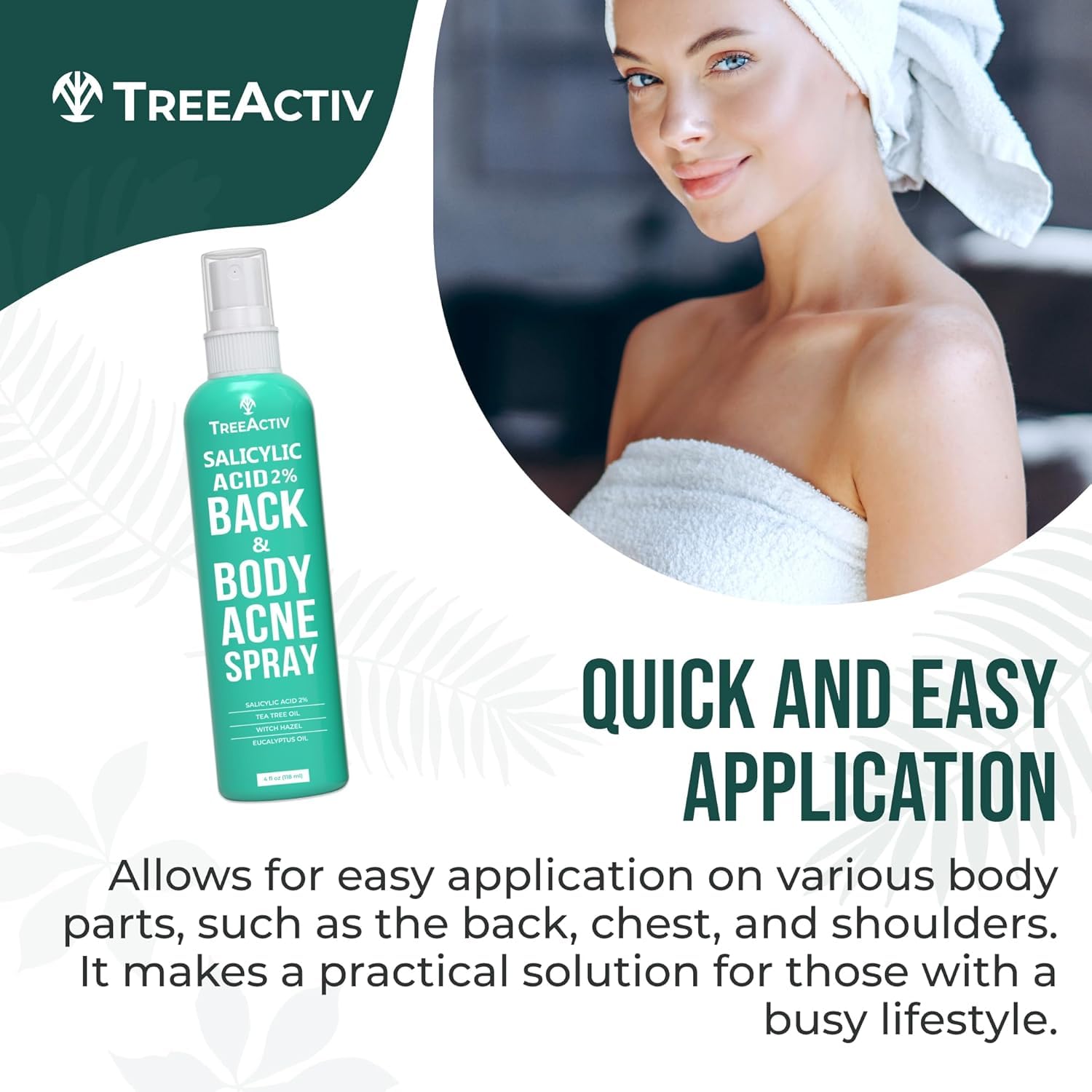 Close up of the ingredients list on the TreeActiv tea tree oil and aloe vera bottle.