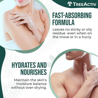 TreeActiv body acne treatment spray demonstrating the three hundred and sixty degree mist application.
