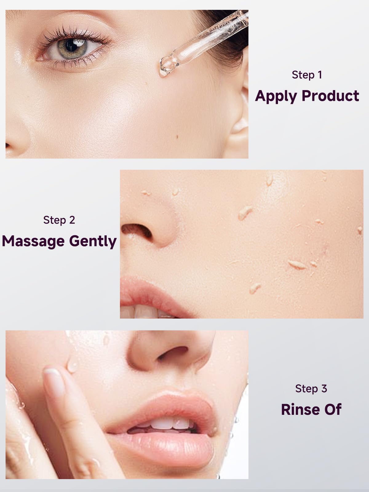 Texture shot demonstrating the lightweight hydrating glow formula of the rice peel shot lifting skin impurities.
