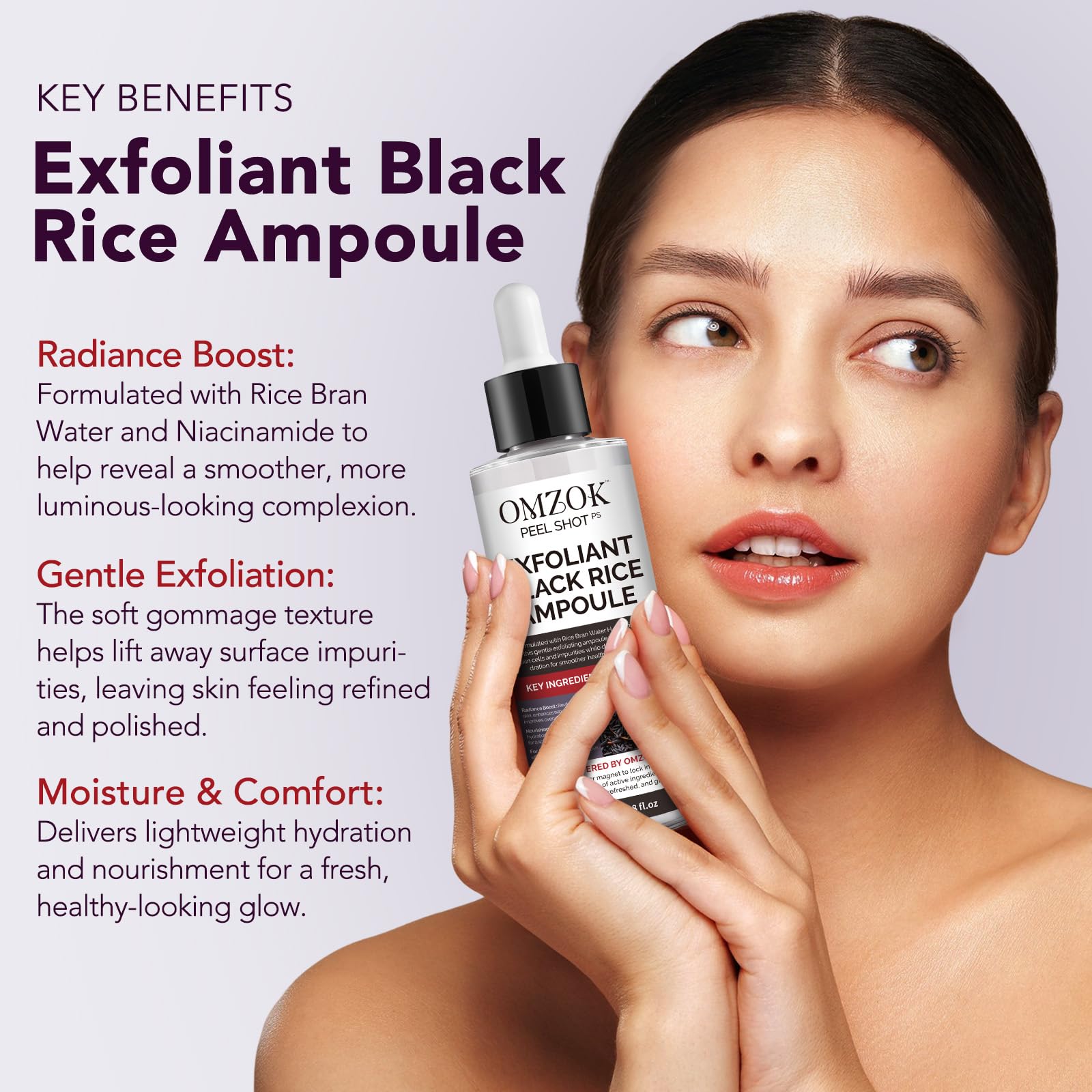 Packaging of OMZOK facial pore exfoliator peelshot blackhead remover.