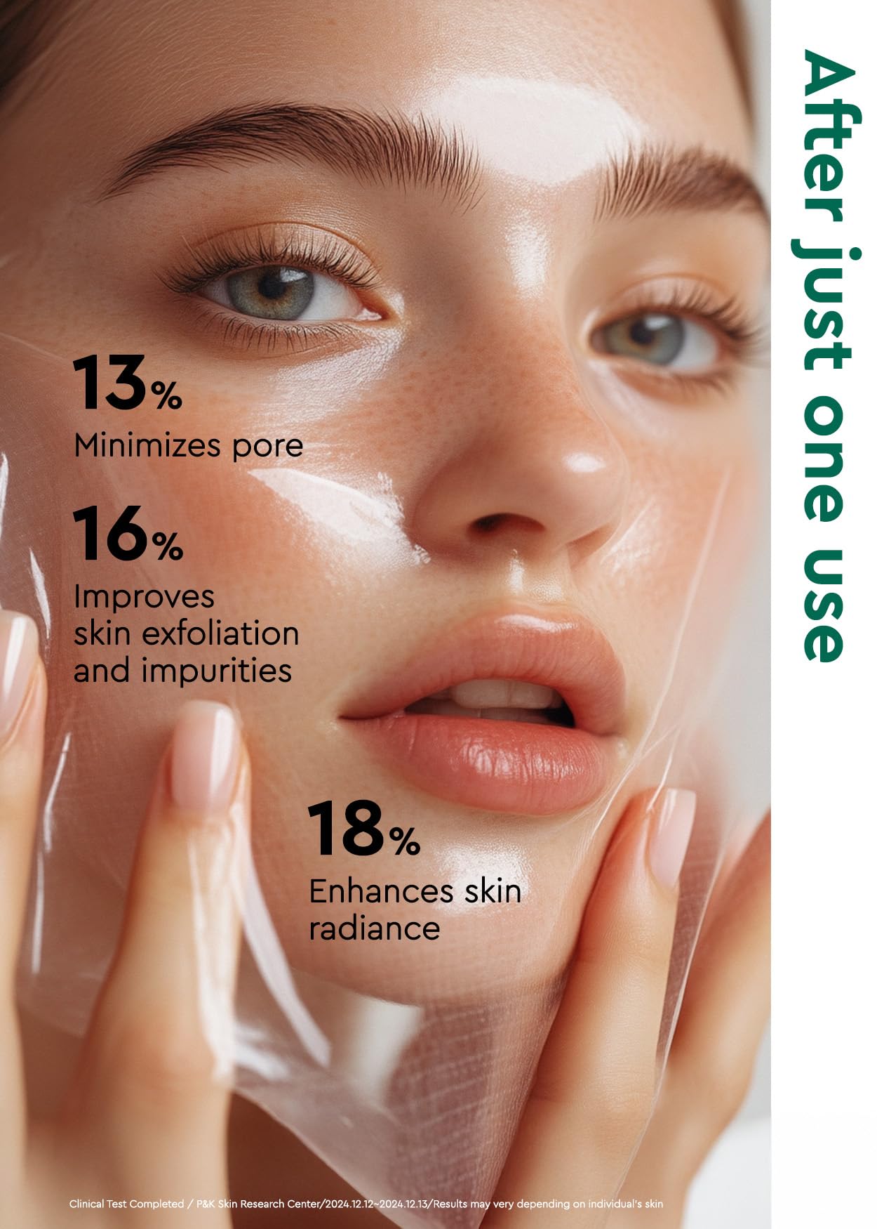 Green 100ml tube of BE+WANTS Seaweed PDRN Glow Peel Off Mask on a clean background.