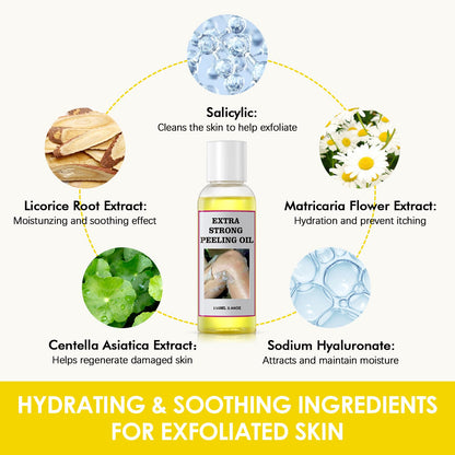 Yafusipe strong peel oil packaging detailing natural exfoliating formula benefits