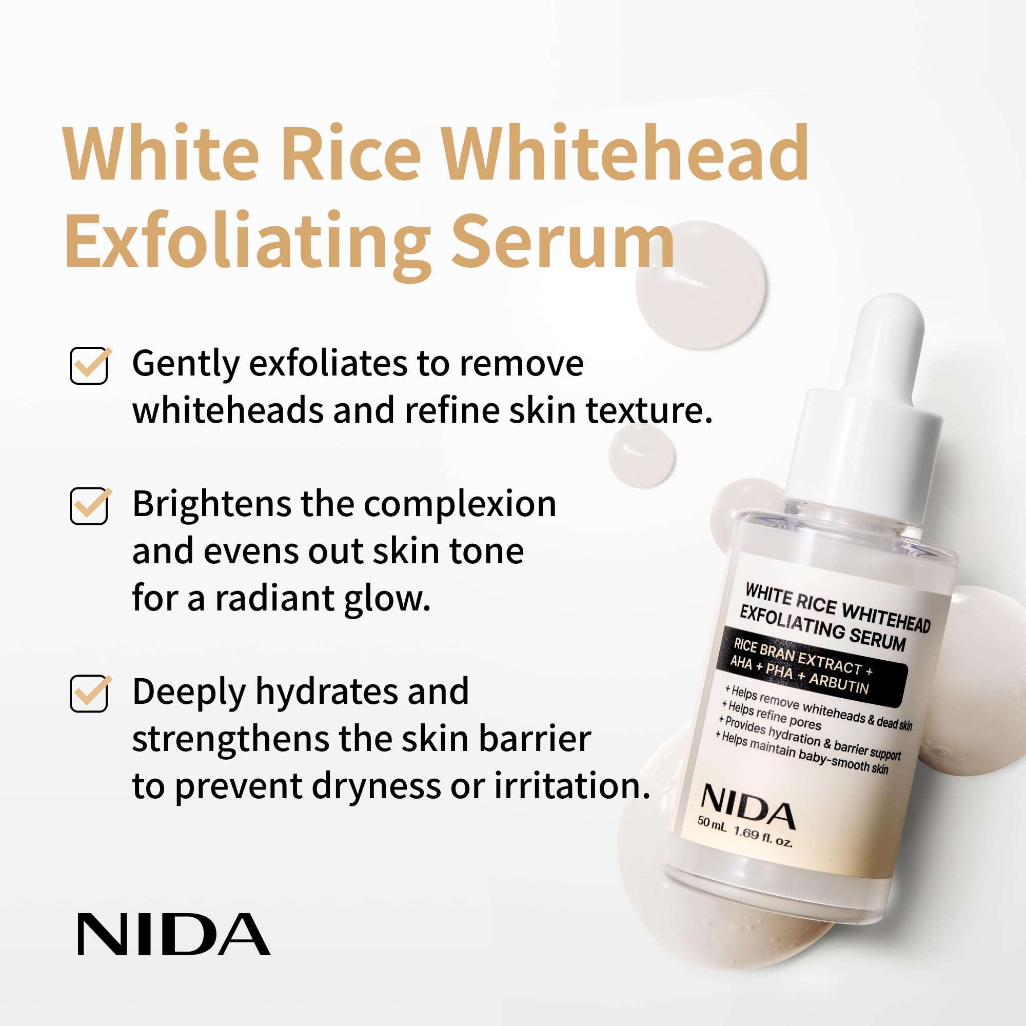 NIDA Korean skincare whitehead remover serum fluid ounce size bottle