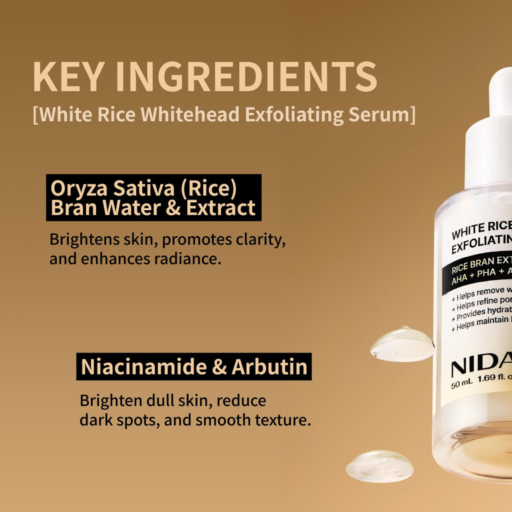 Nida 50 milliliters face serum bottle back label information