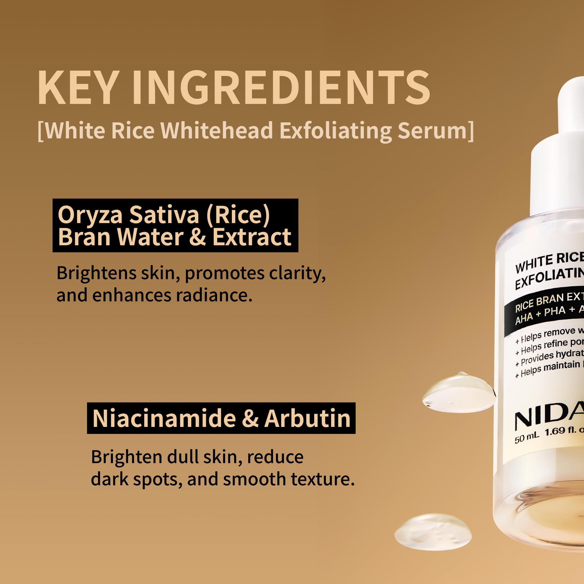 Texture shot of NIDA white rice serum for dead skin cells removal