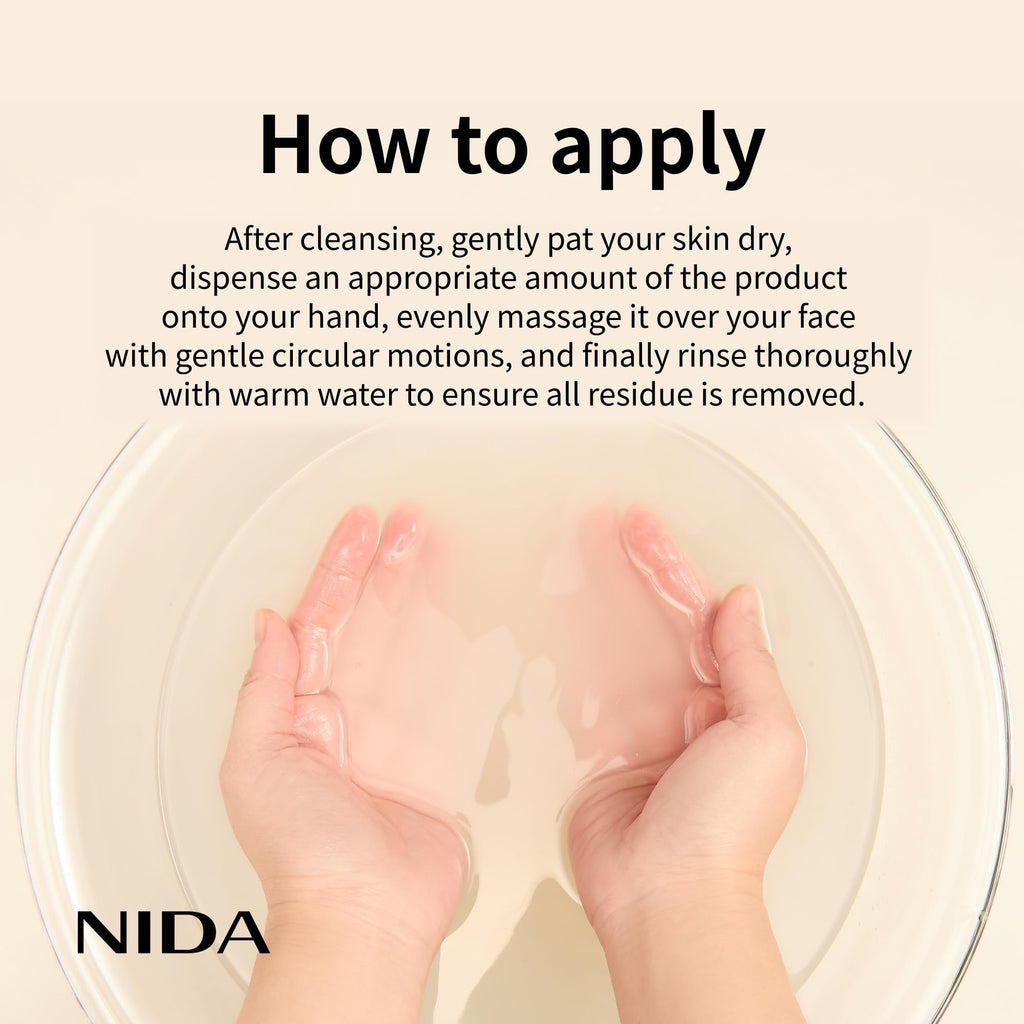 Applying Nida white rice serum with dropper applicator