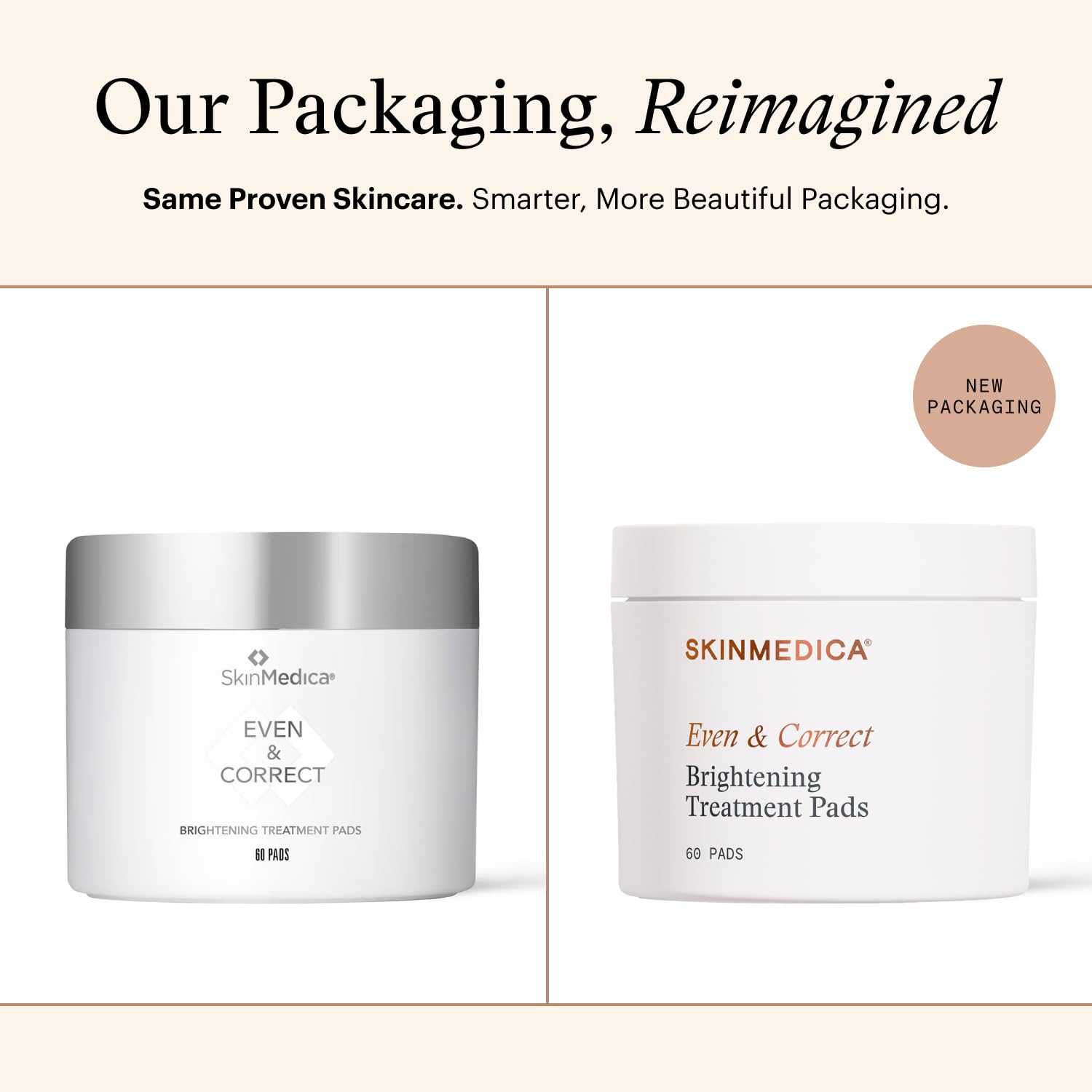 SkinMedica Even and Correct skincare packaging highlighting retinol free and alcohol free claims