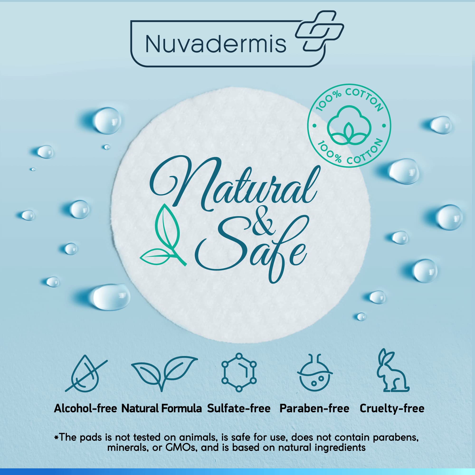 NUVADERMIS 35% Glycolic Acid Peel Pads packaging highlighting the alcohol-free formula with green tea and vitamins C and E.
