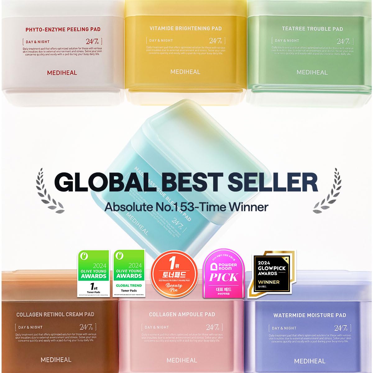 Mediheal square exfoliating toner pad close up showing the fine embossed texture side