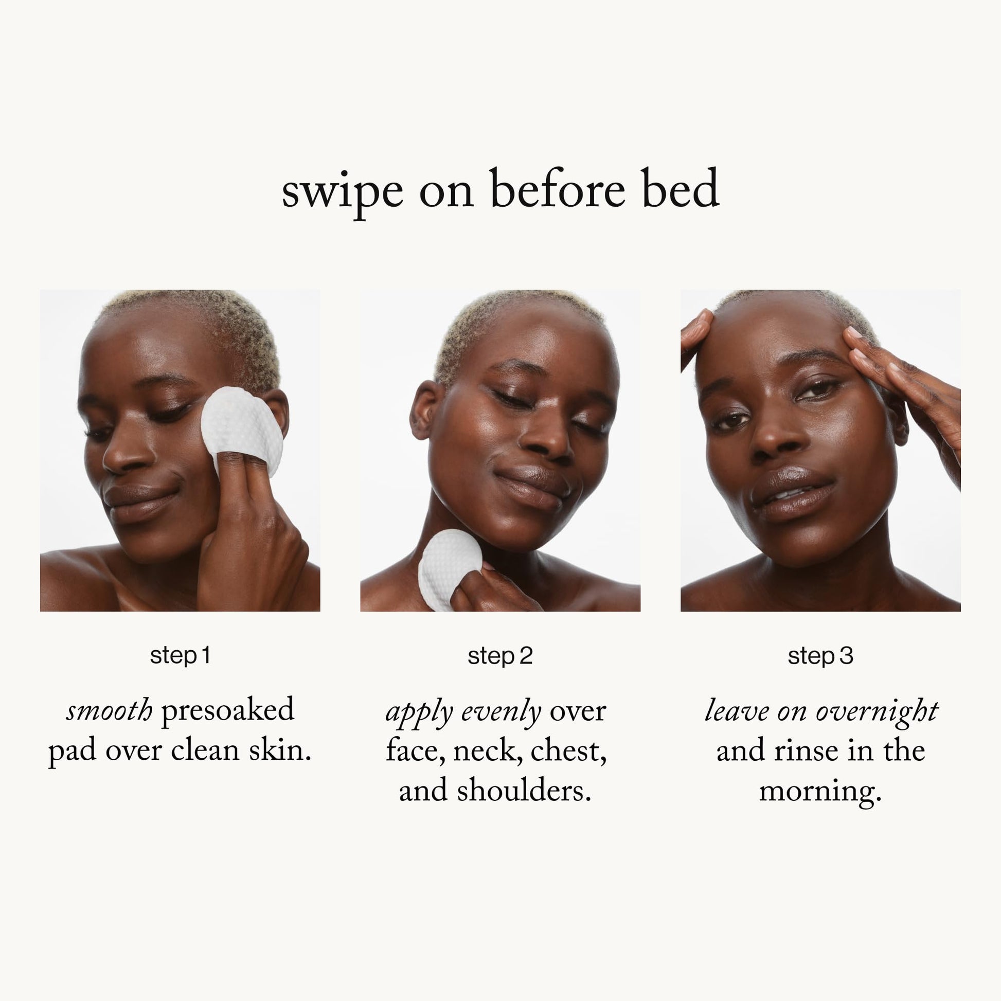Goop Beauty dual textured overnight glow peel pad application for face and neck