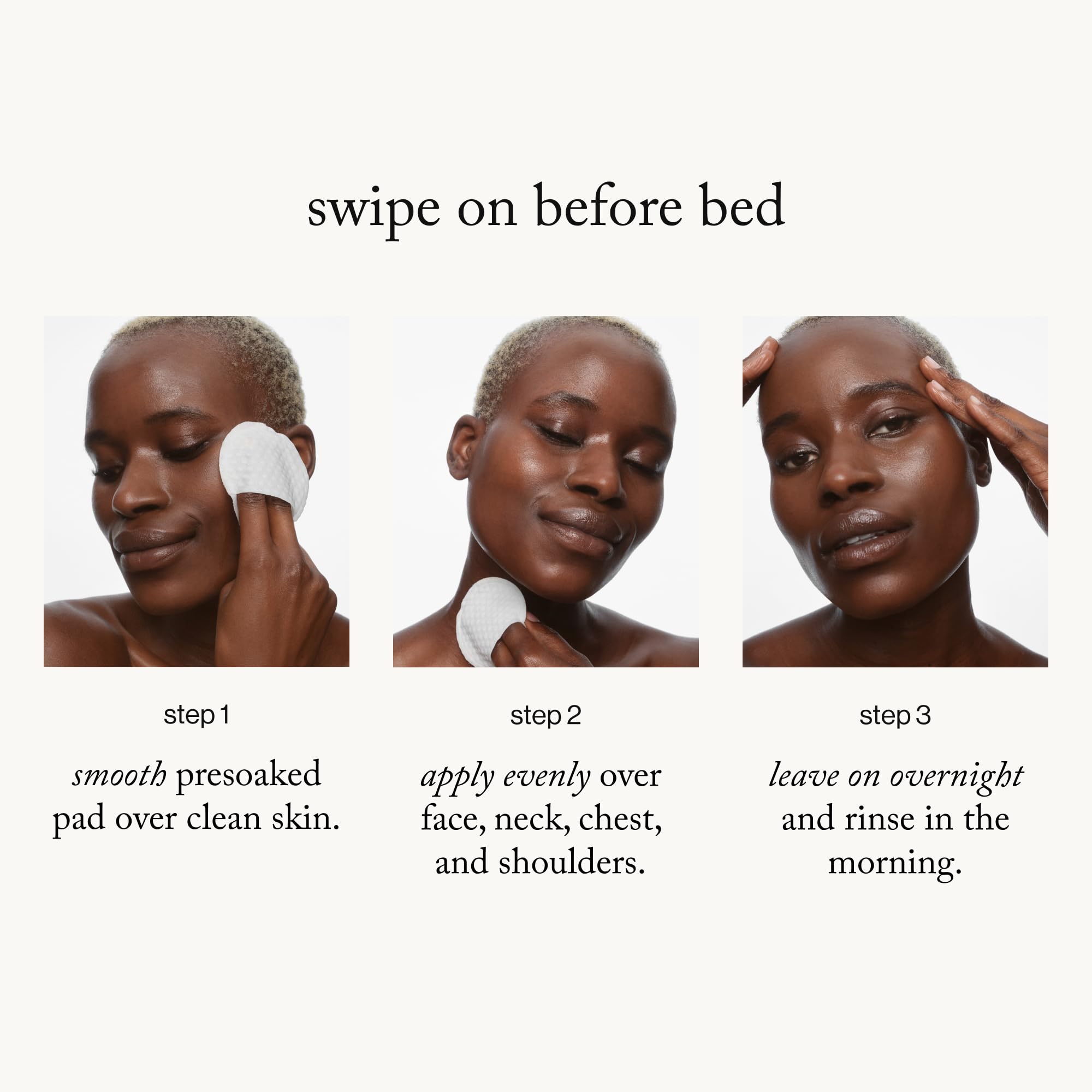 Goop Beauty dual textured overnight glow peel pad application for face and neck