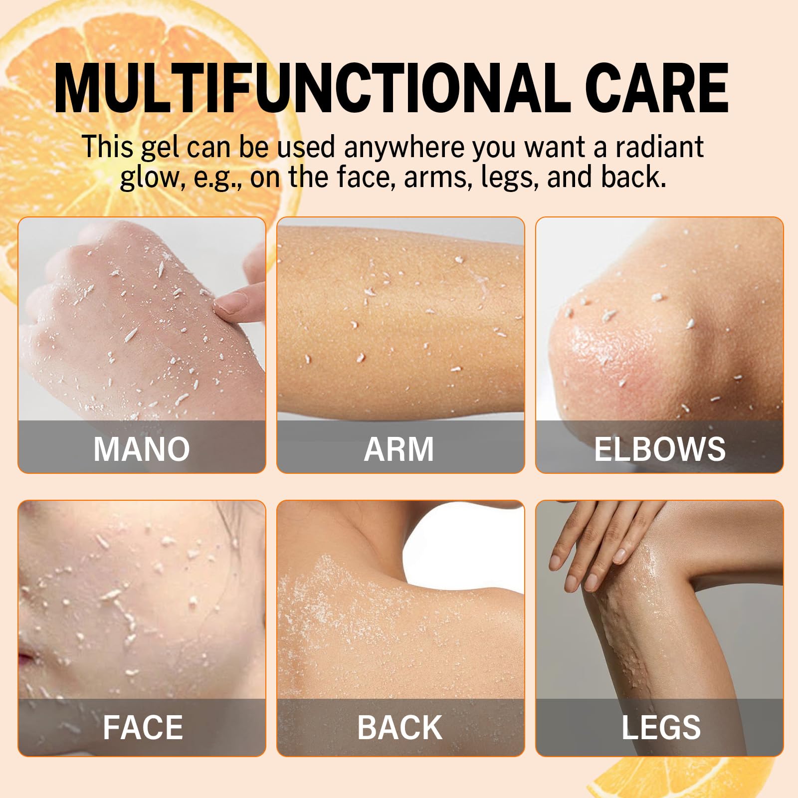 Qixfyze orange purifying exfoliator packaging highlighting deep pore cleansing features