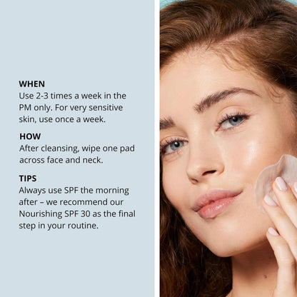 Nip + Fab skincare facial pads container illustrating evening application instructions