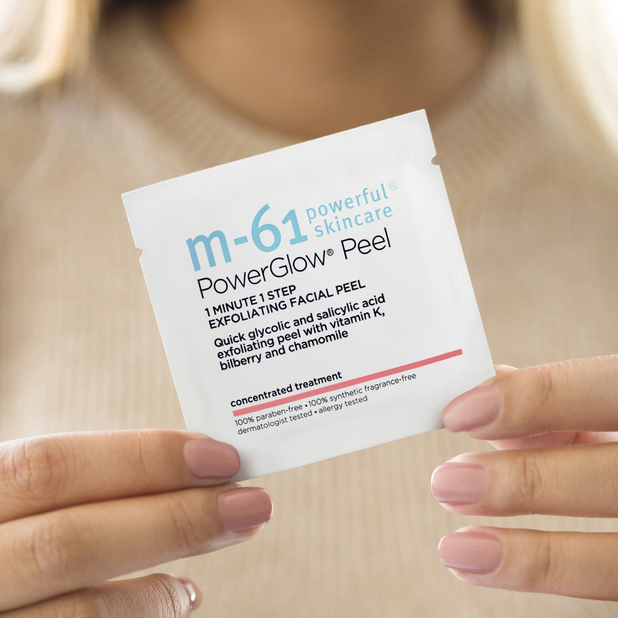 M-61 advanced skincare glycolic and salicylic acid peel ingredients panel