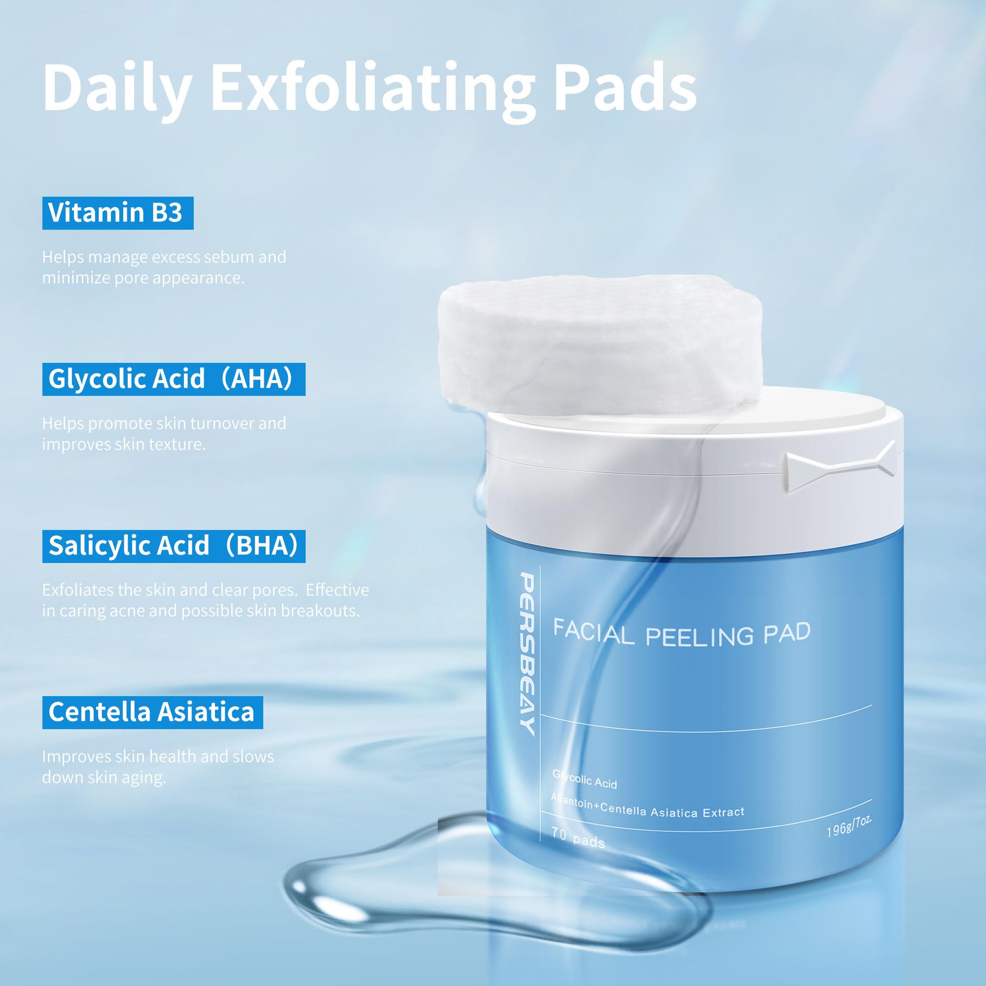 Close up of the dual action face pad showing the textured embossed side for deep cleansing