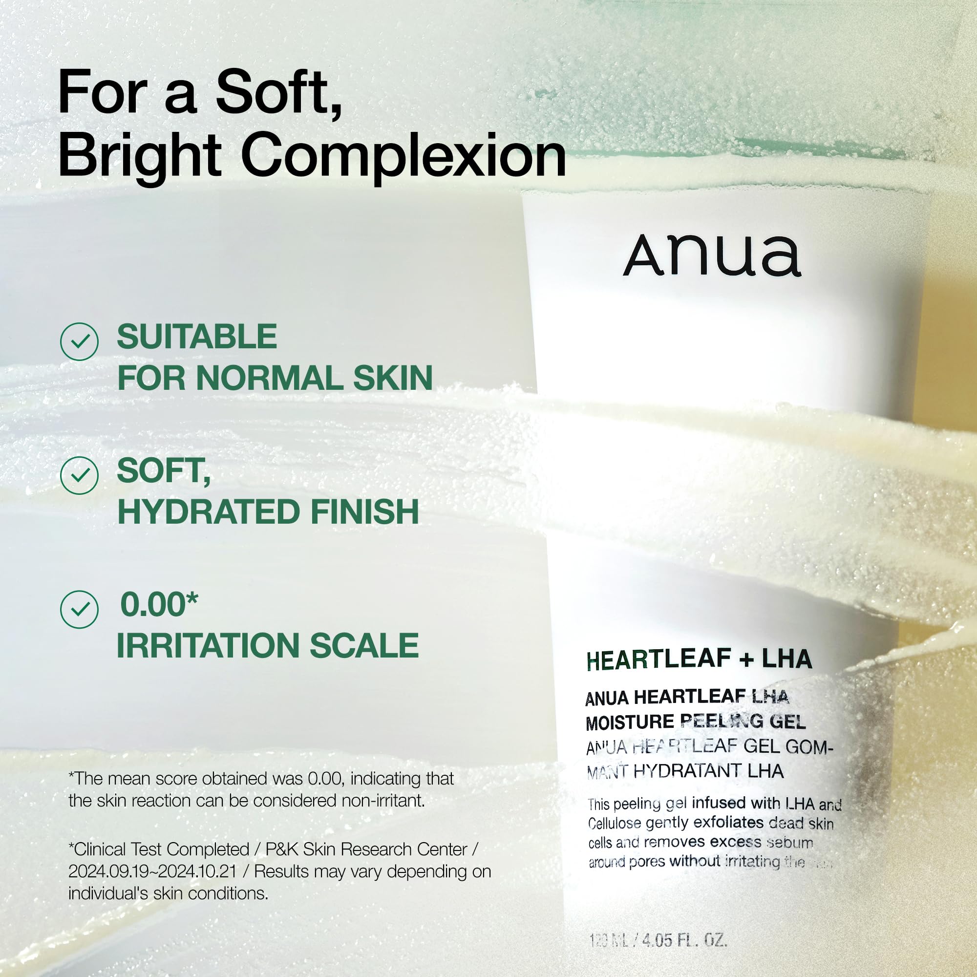 Applying Anua Heartleaf peeling gel for dead skin removal.