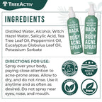 TreeActiv back acne treatment spray back label with ingredient details