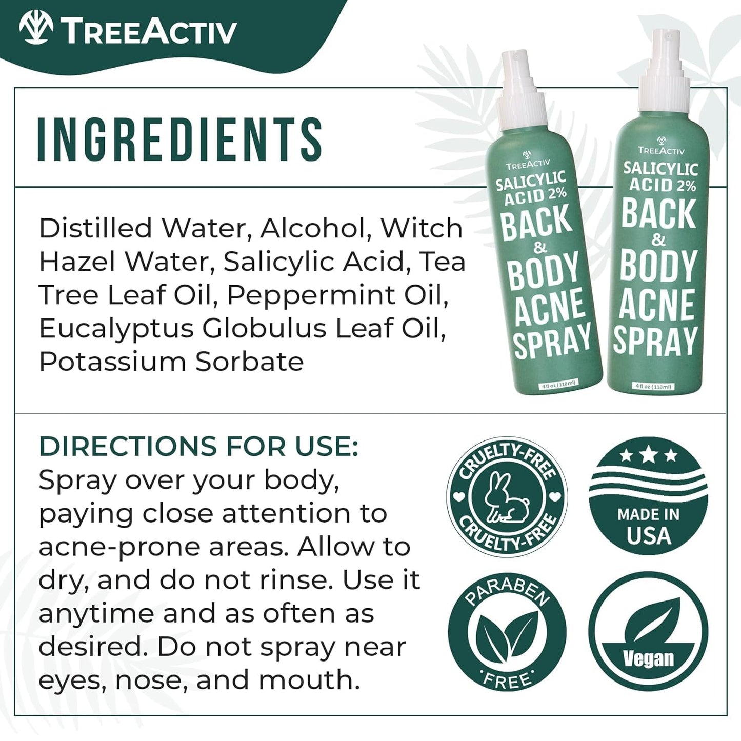 TreeActiv salicylic acid exfoliation mist two pack packaging comparison view.