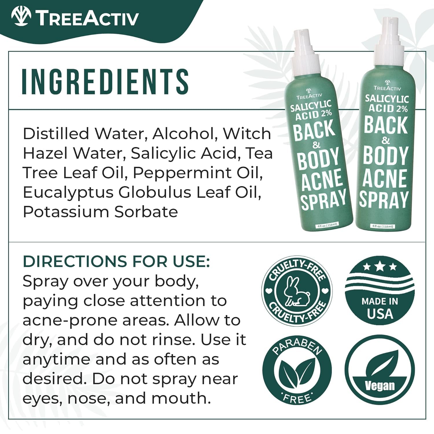 TreeActiv salicylic acid exfoliation mist two pack packaging comparison view.