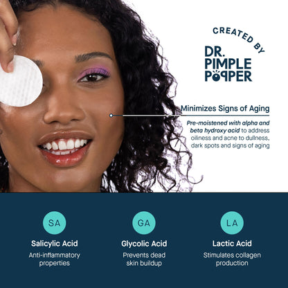 Authentic SLMD triple acid daily resurfacing wipes container placed on a clean background