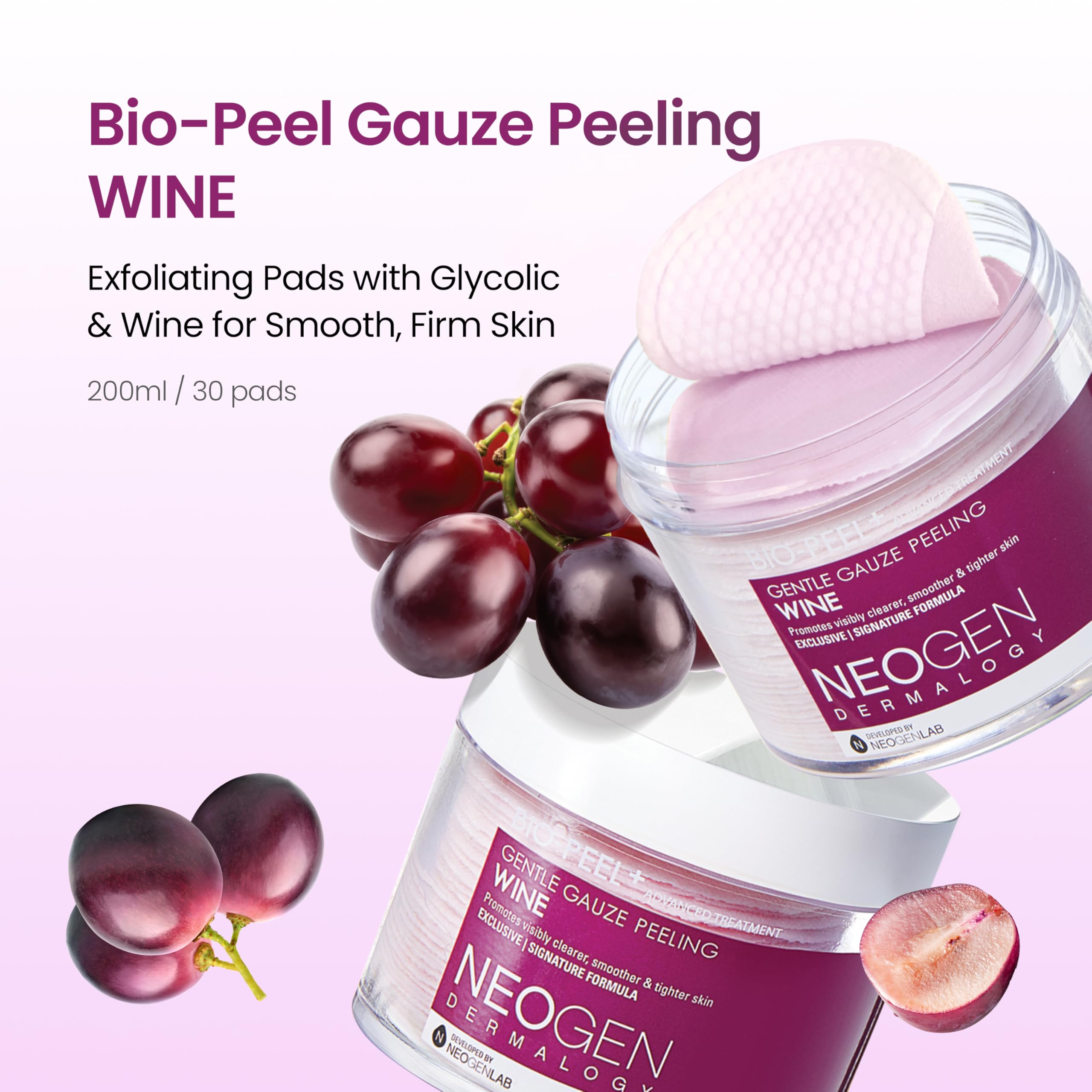 NEOGENLAB chemical and physical exfoliating face pads packaging side view