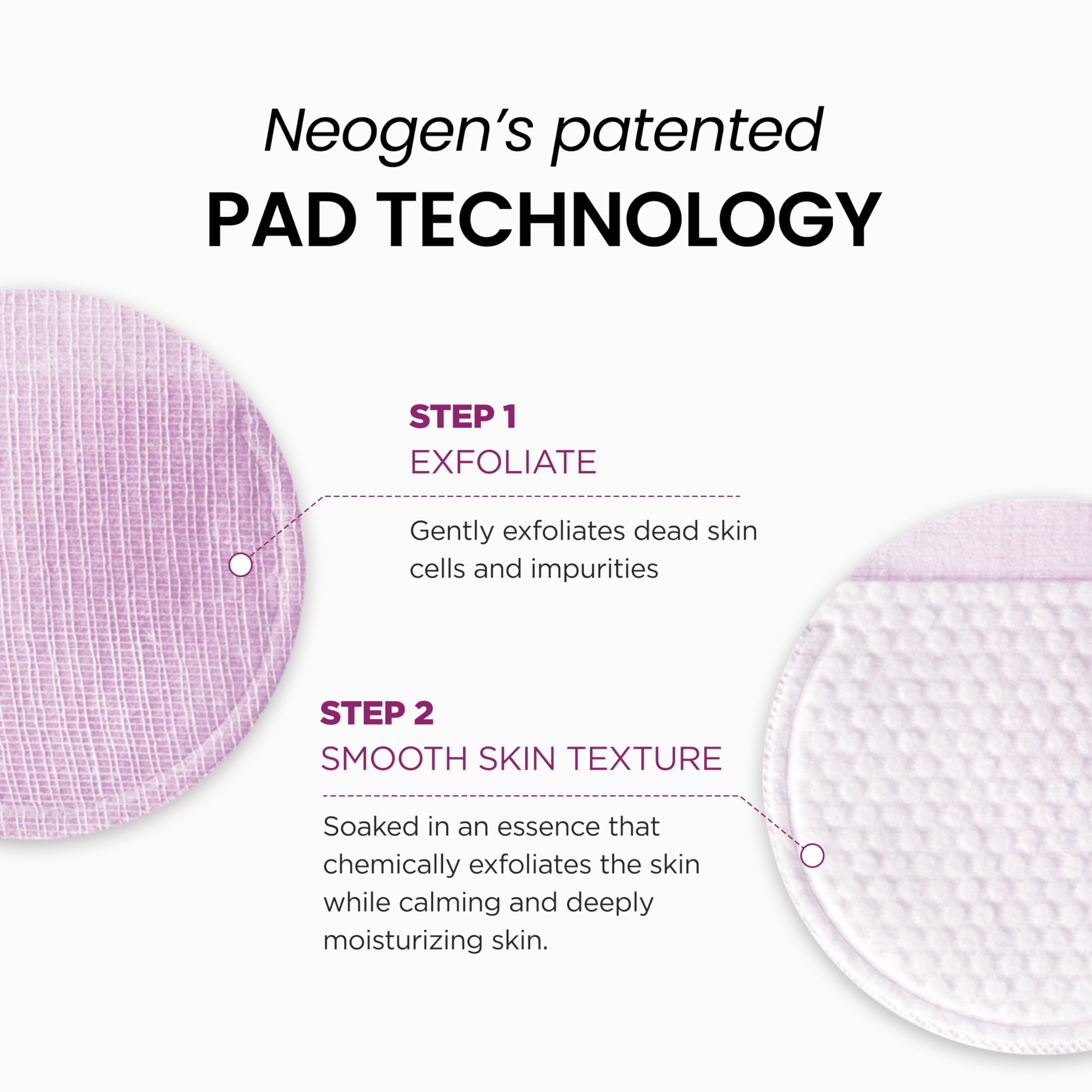 Close up of the smooth embossed side of the anti aging peeling pad