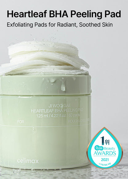 Celimax double-sided toner pad showing the embossed cotton texture for gentle facial wiping.
