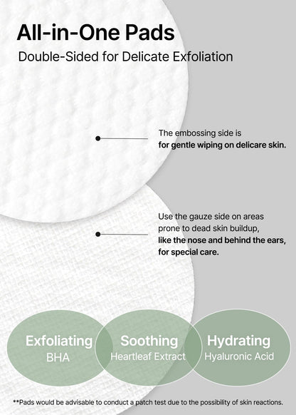 Open jar of Celimax Ji Woo Gae Heartleaf BHA Peeling Pads displaying the pre-soaked clarifying toner rounds.