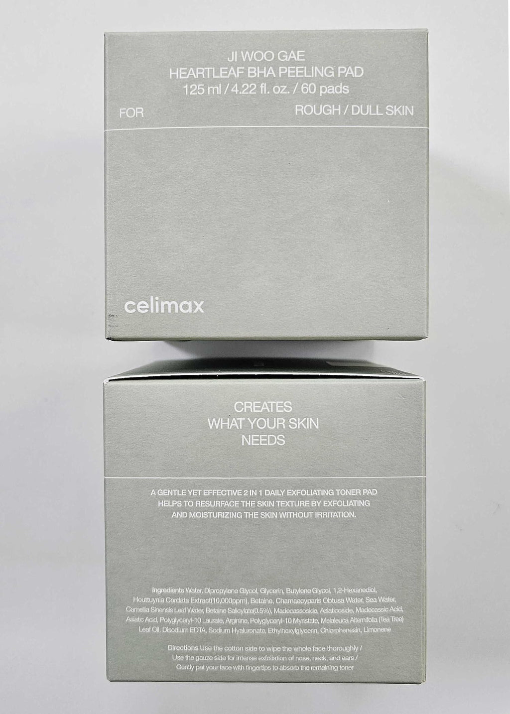 Celimax Ji Woo Gae Heartleaf BHA Peeling Pad back label featuring usage instructions