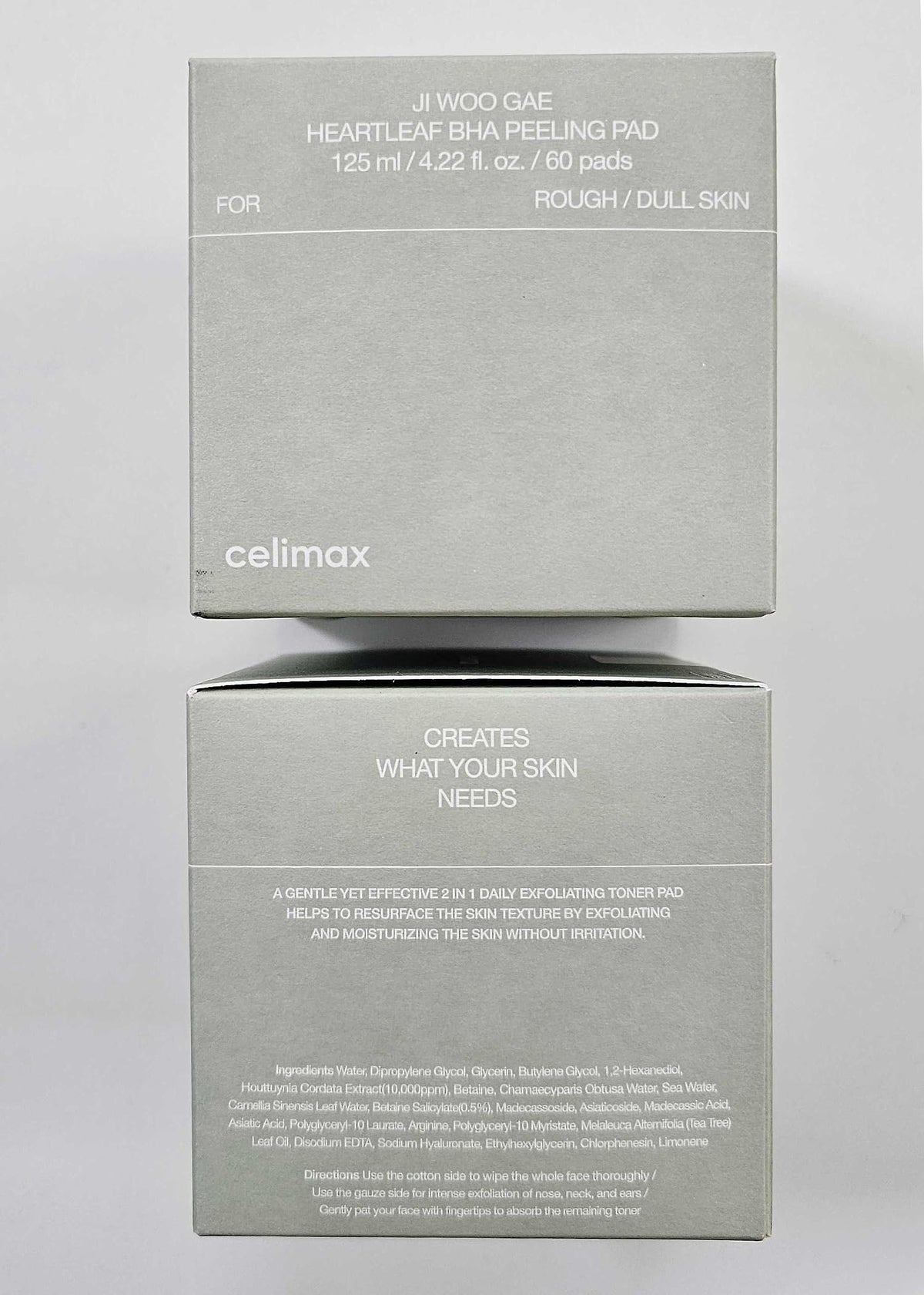 Celimax Ji Woo Gae Heartleaf BHA Peeling Pad back label featuring usage instructions
