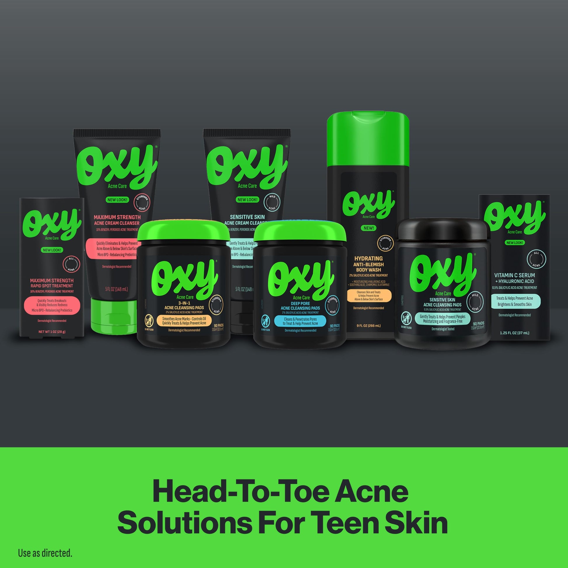 Oxy Rapid Spot Treatment box showing directions and active ingredients for acne relief.