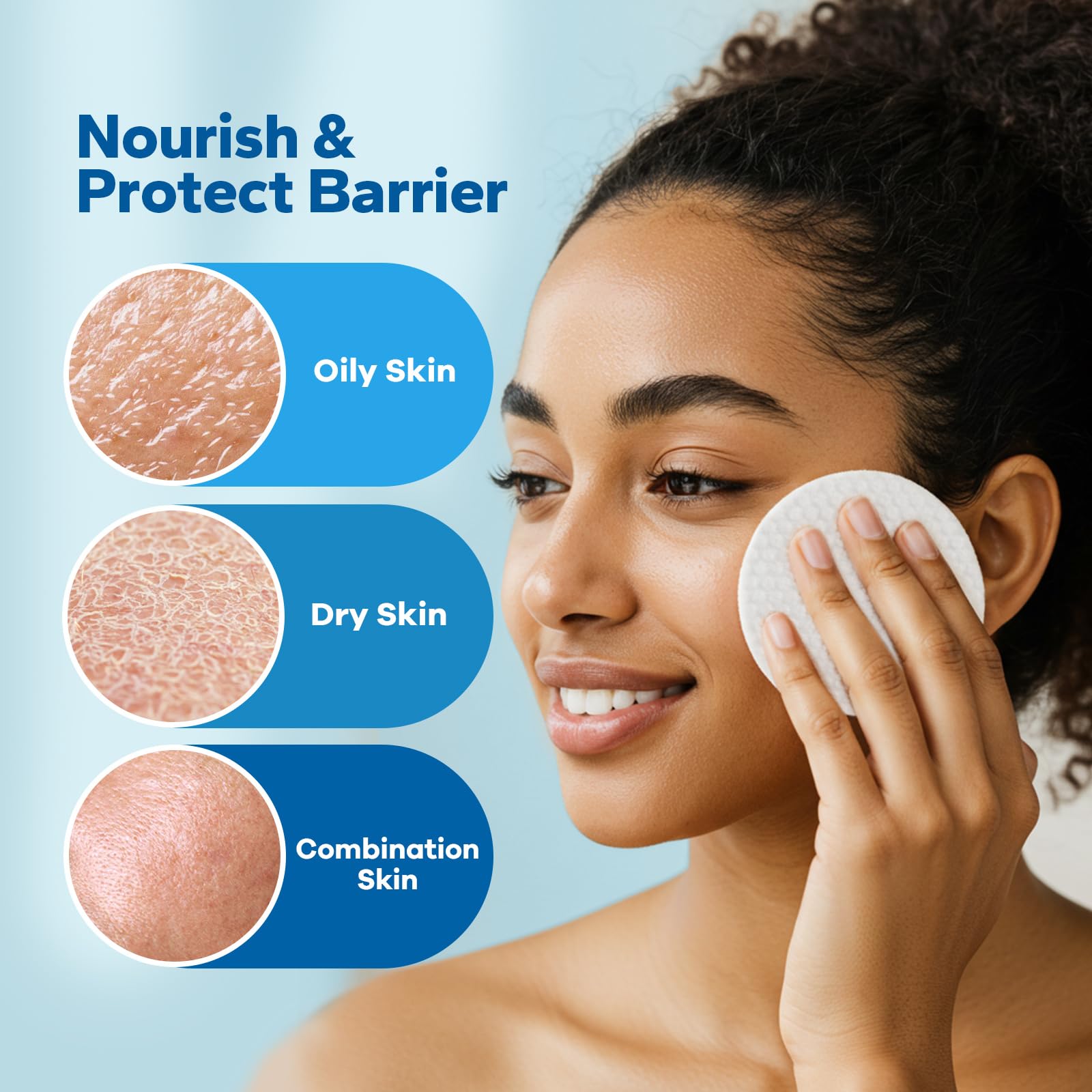 SilkyShark alcohol-free exfoliating treatment pads highlighting niacinamide and botanical ingredients.